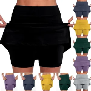 Women's Mini Skort High Waisted Pleated Tennis Skirts with Pockets Tummy Control Casual Golf Inner Shorts Athletic Running
