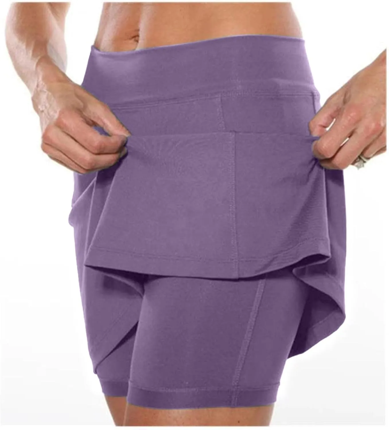 Women's Mini Skort High Waisted Pleated Tennis Skirts with Pockets Tummy Control Casual Golf Inner Shorts Athletic Running