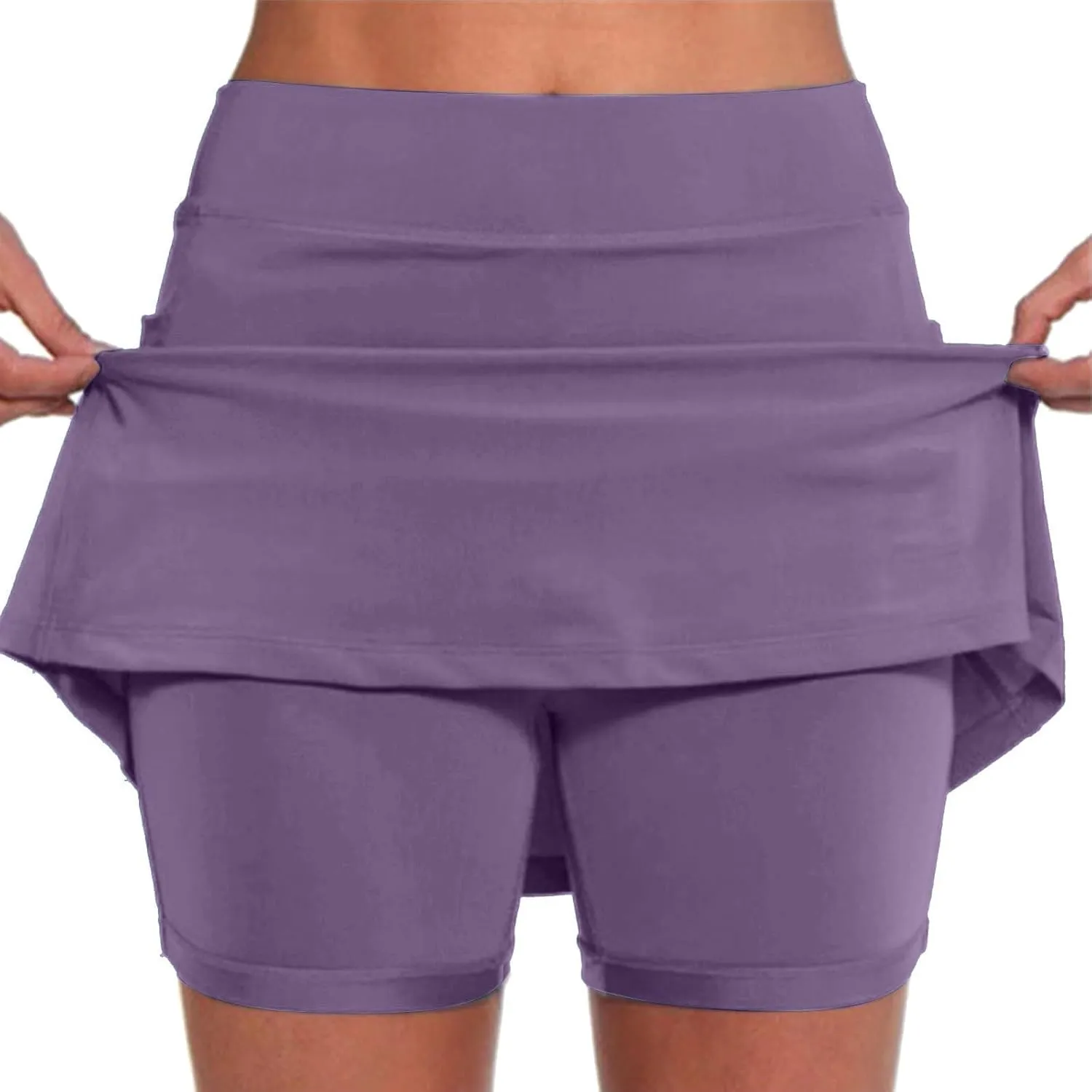 Women's Mini Skort High Waisted Pleated Tennis Skirts with Pockets Tummy Control Casual Golf Inner Shorts Athletic Running