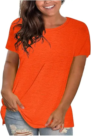 Women's Oversized Cotton Tops Casual Short Sleeve T-Shirts Crew Neck Solid Pullover Loose Fit Tees Summer Fashion 2025