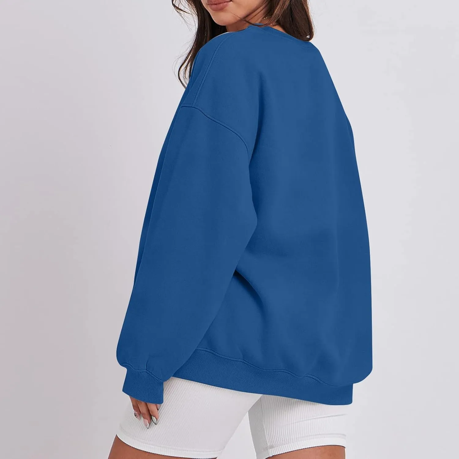 Womens Oversized Fleece Crew Neck Sweatshirts Long Sleeve Casual Pullover Plus Size Fall Sweatshirts