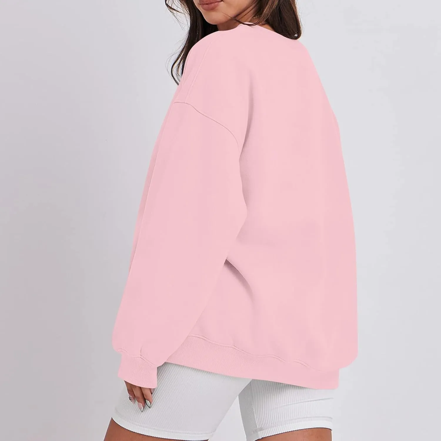 Womens Oversized Fleece Crew Neck Sweatshirts Long Sleeve Casual Pullover Plus Size Fall Sweatshirts