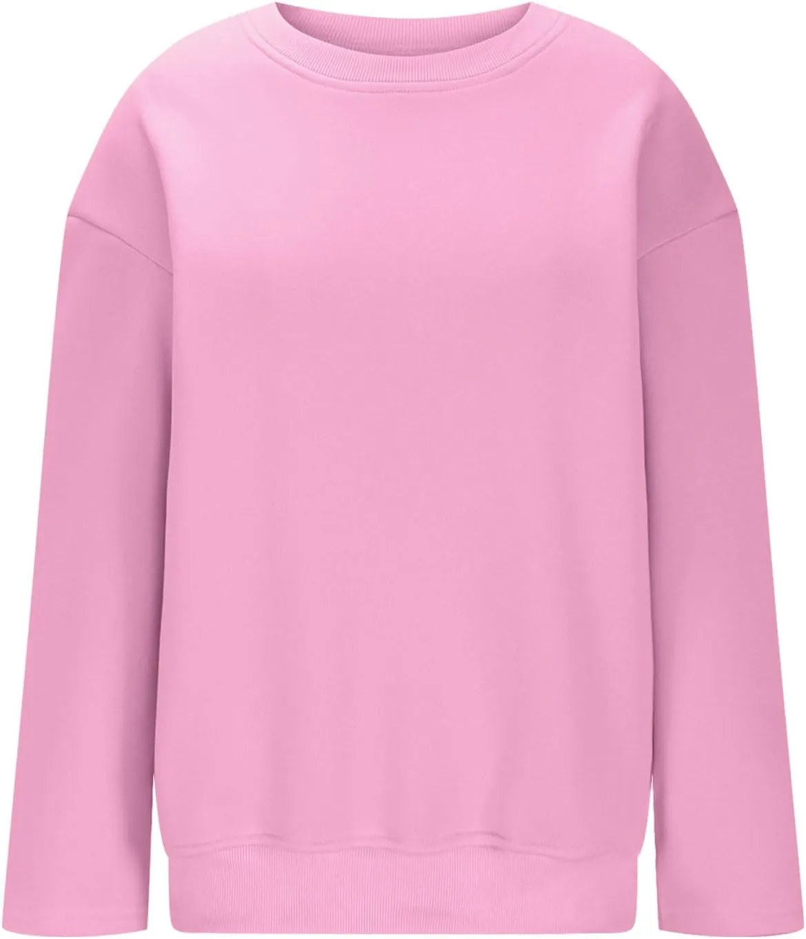 Women's Oversized Hoodless Crewneck Sweatshirt Relax Trendy Solid Loose Fit Sweaters Long Sleeve Sweatshirt