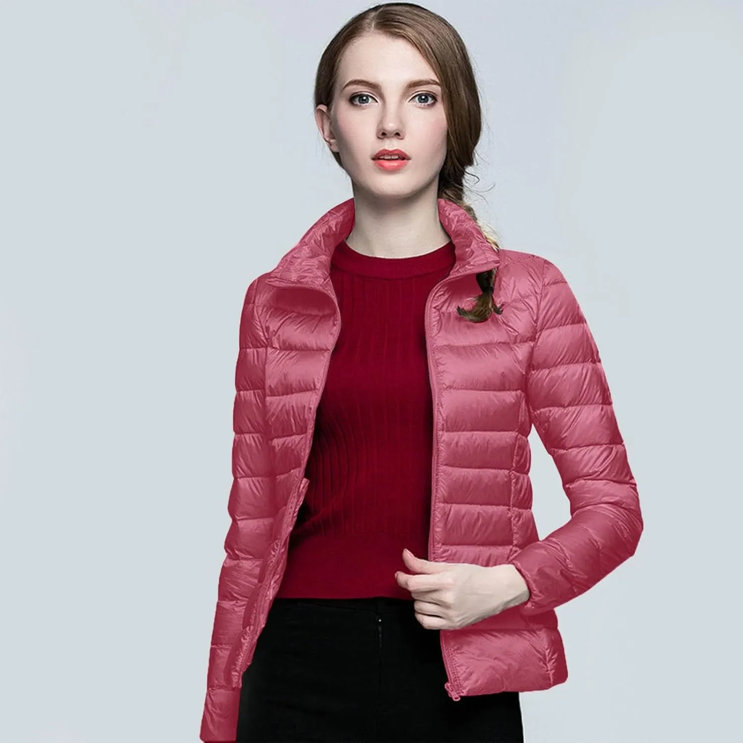 Women's Oversized Splice Quilted Puffer Jacket Plain Plain Baggy Lightweight Fashion Packable Puffer Jacket