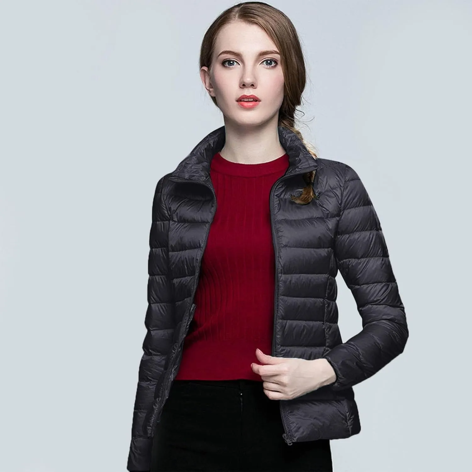 Women's Oversized Splice Quilted Puffer Jacket Plain Plain Baggy Lightweight Fashion Packable Puffer Jacket