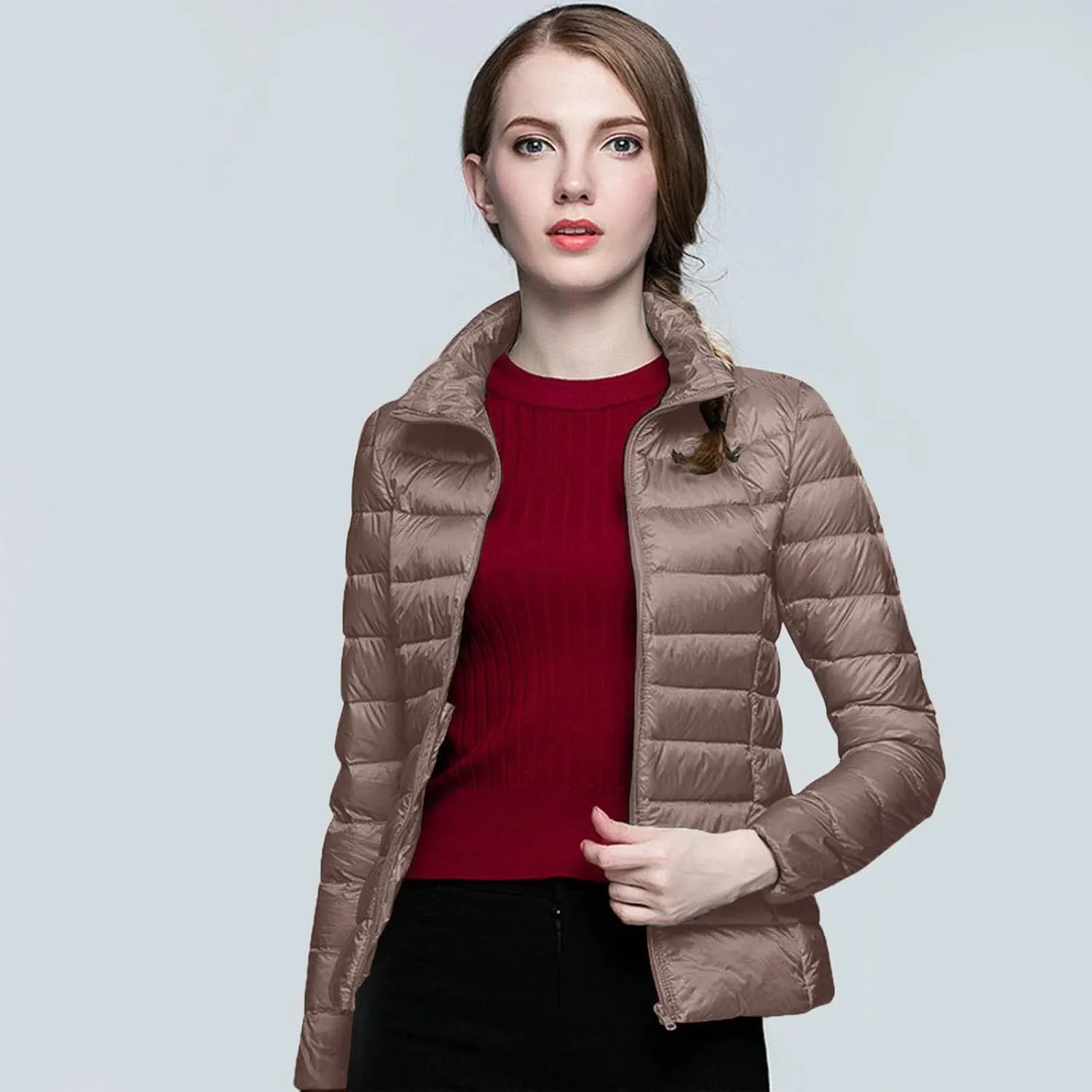 Women's Oversized Splice Quilted Puffer Jacket Plain Plain Baggy Lightweight Fashion Packable Puffer Jacket