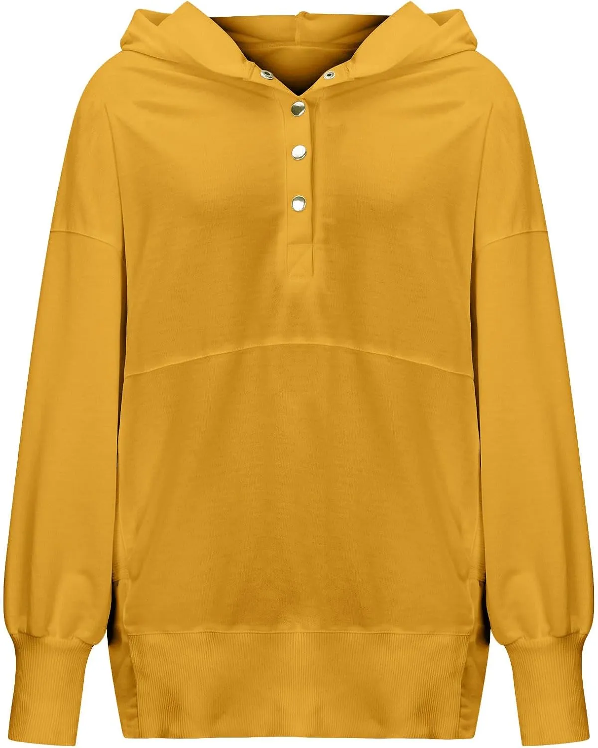 Women's Oversized Sweatshirt Hoodies Casual Long Sleeve Button V Neck Pullover Comfy Lightweight Tunic Tops Outfits