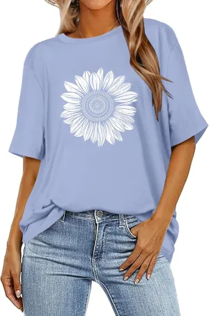 Womens Oversized T Shirts Loose Fit Graphic Tees Summer Casual Short Sleeve Tops
