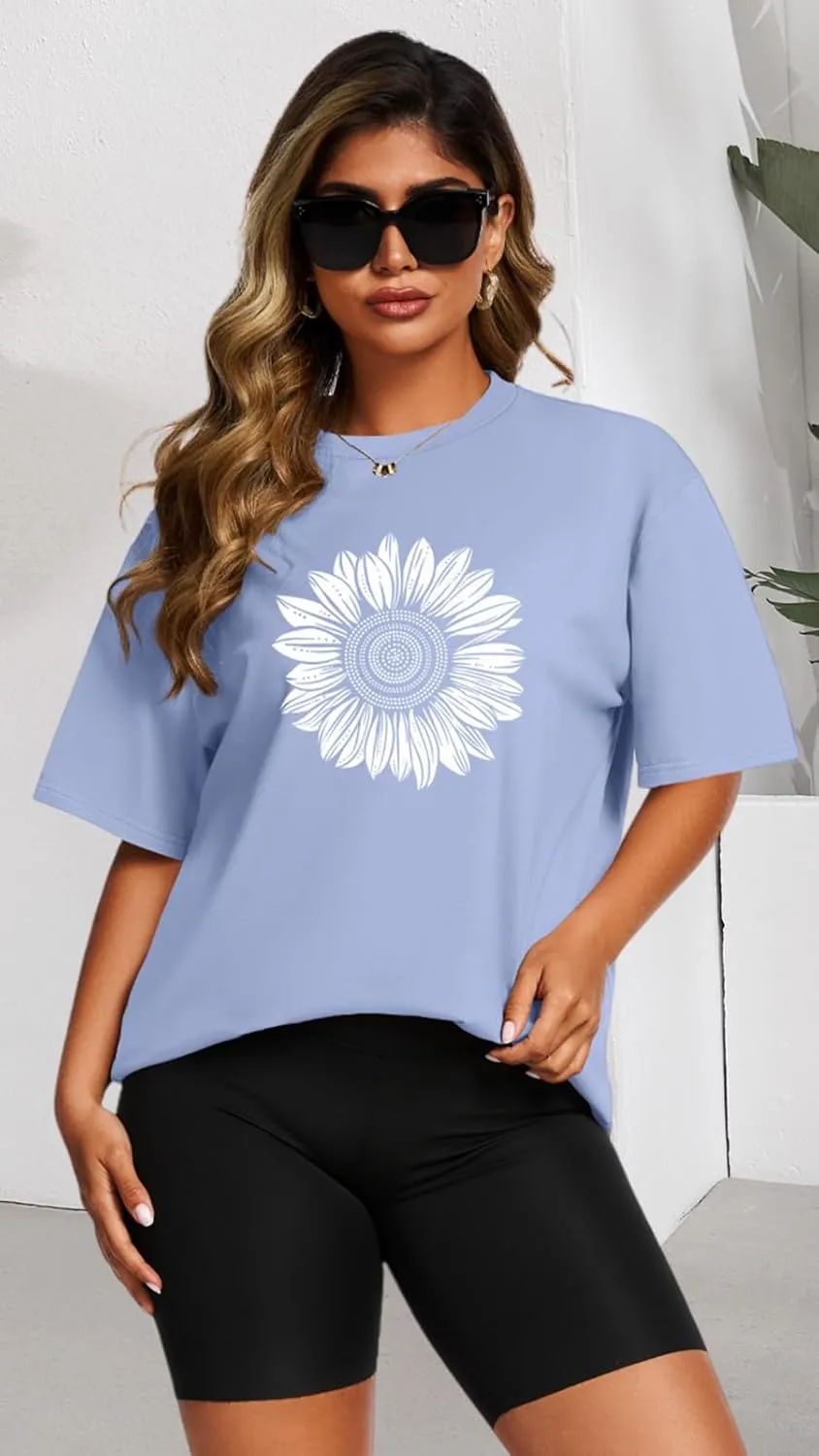 Womens Oversized T Shirts Loose Fit Graphic Tees Summer Casual Short Sleeve Tops