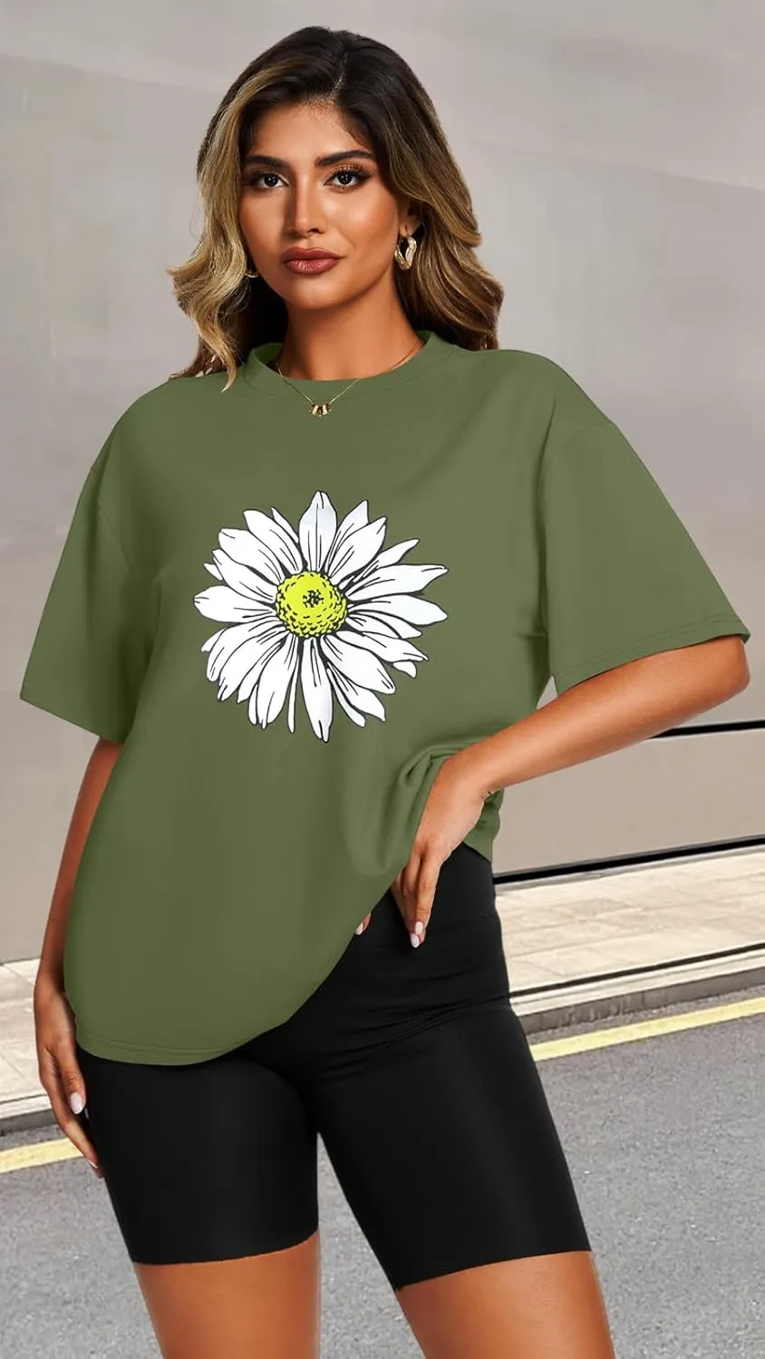 Womens Oversized T Shirts Loose Fit Graphic Tees Summer Casual Short Sleeve Tops