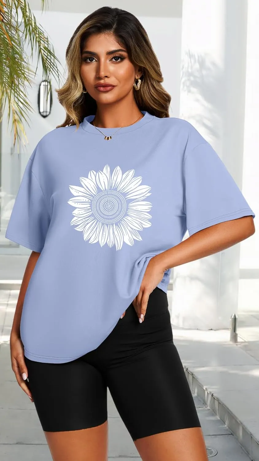 Womens Oversized T Shirts Loose Fit Graphic Tees Summer Casual Short Sleeve Tops