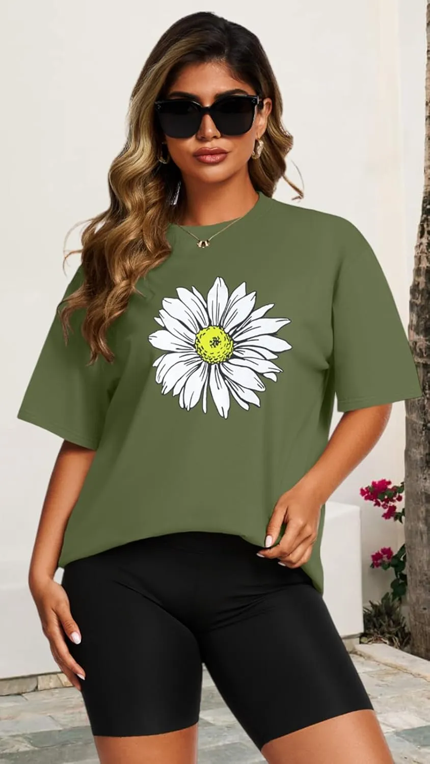 Womens Oversized T Shirts Loose Fit Graphic Tees Summer Casual Short Sleeve Tops