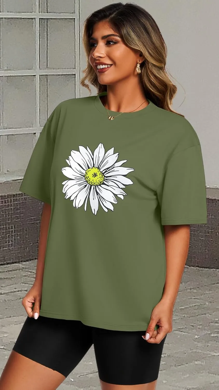 Womens Oversized T Shirts Loose Fit Graphic Tees Summer Casual Short Sleeve Tops