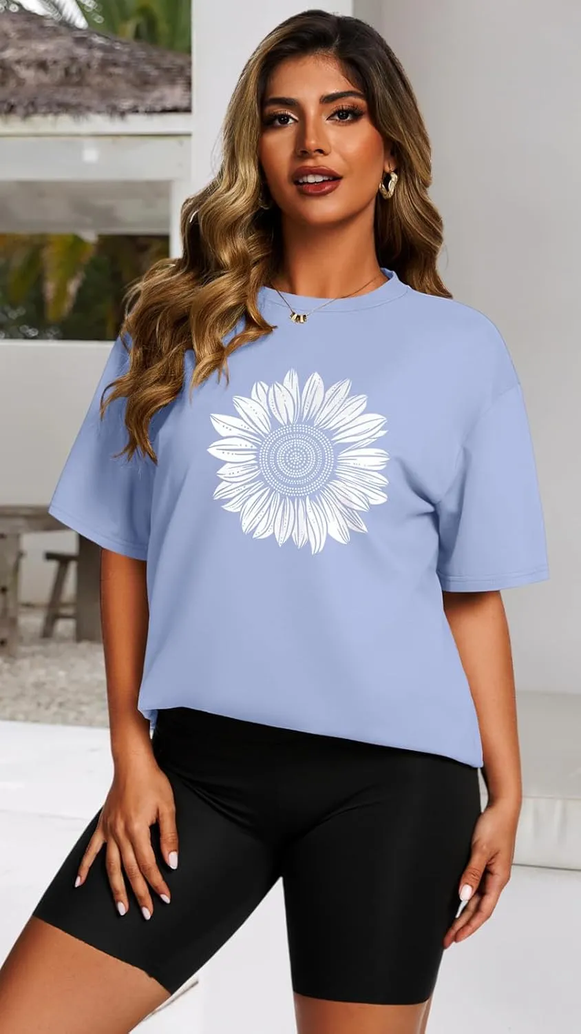 Womens Oversized T Shirts Loose Fit Graphic Tees Summer Casual Short Sleeve Tops