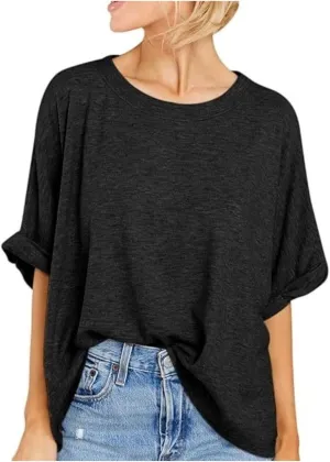 Women's Oversized T Shirts Loose Fit Tunic Tshirts Casual Summer Short Sleeve Tops Basic Tees