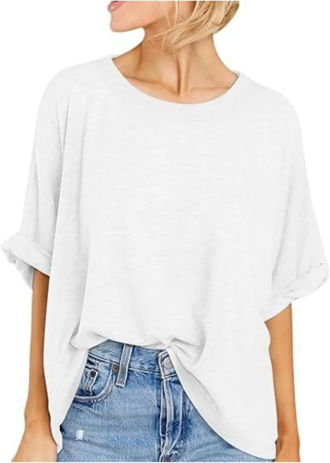 Women's Oversized T Shirts Loose Fit Tunic Tshirts Casual Summer Short Sleeve Tops Basic Tees