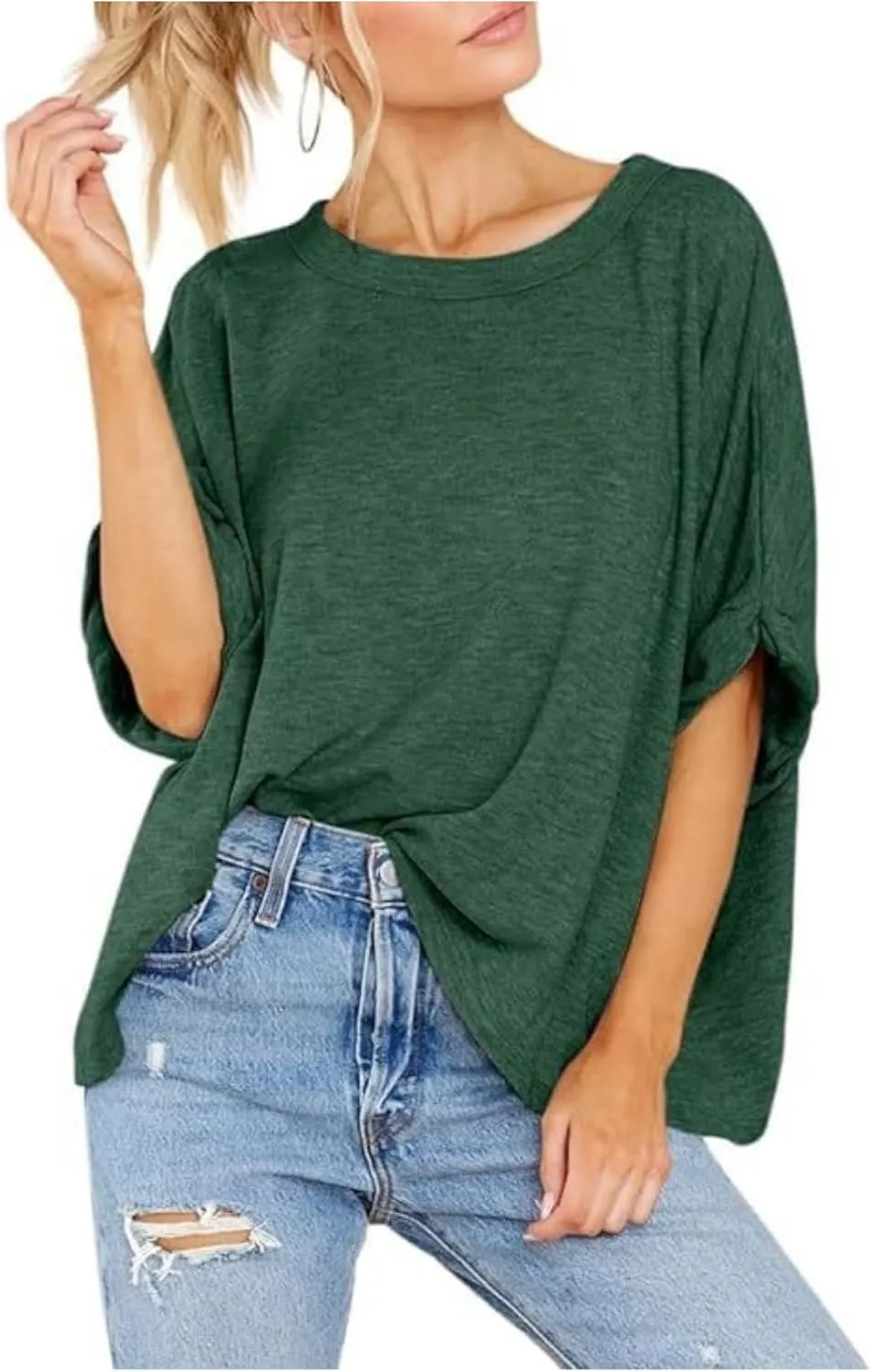 Women's Oversized T Shirts Loose Fit Tunic Tshirts Casual Summer Short Sleeve Tops Basic Tees