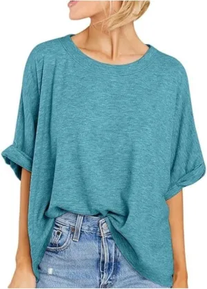 Women's Oversized T Shirts Loose Fit Tunic Tshirts Casual Summer Short Sleeve Tops Basic Tees