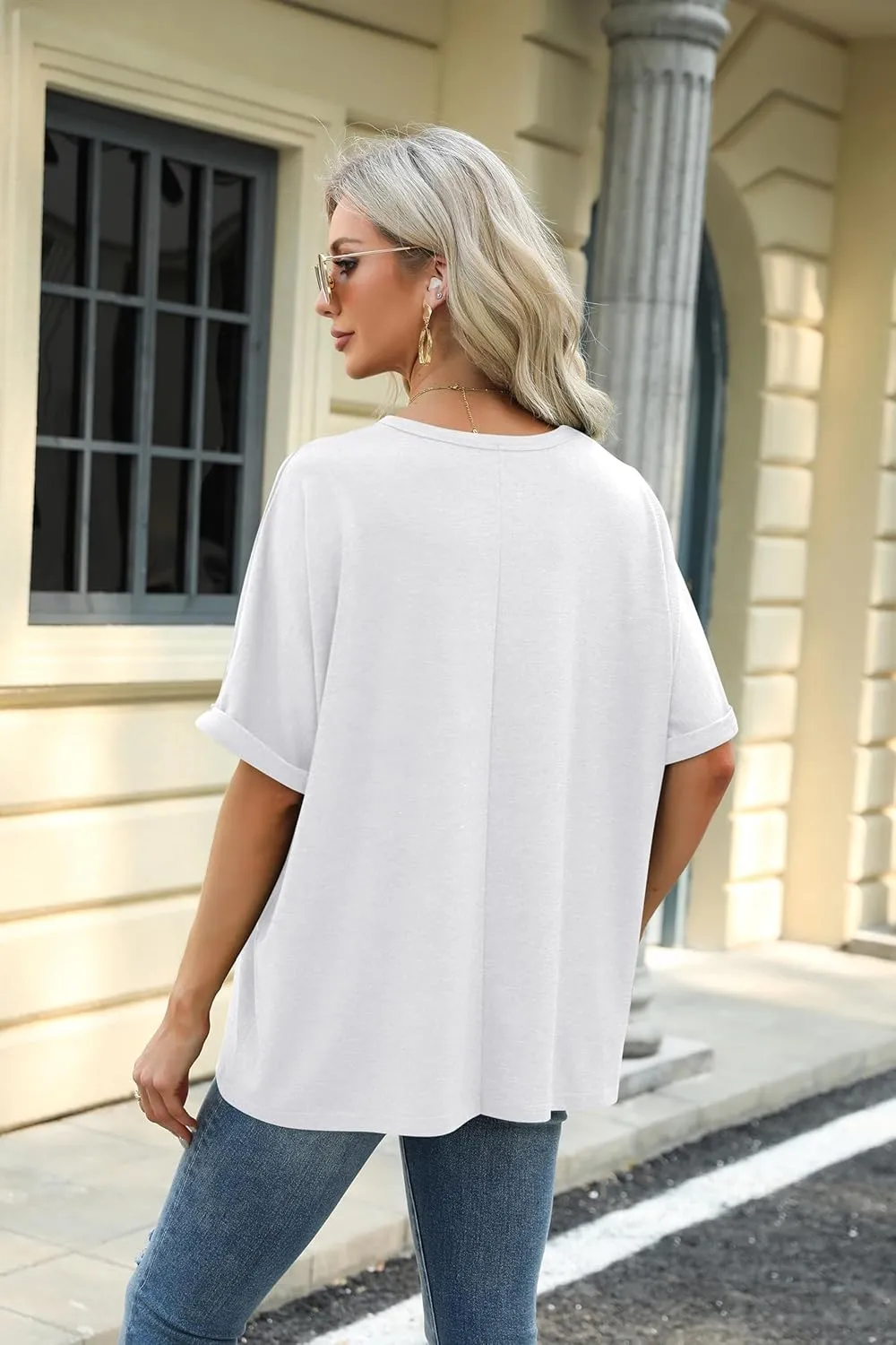 Women's Oversized T Shirts Loose Fit Tunic Tshirts Casual Summer Short Sleeve Tops Basic Tees