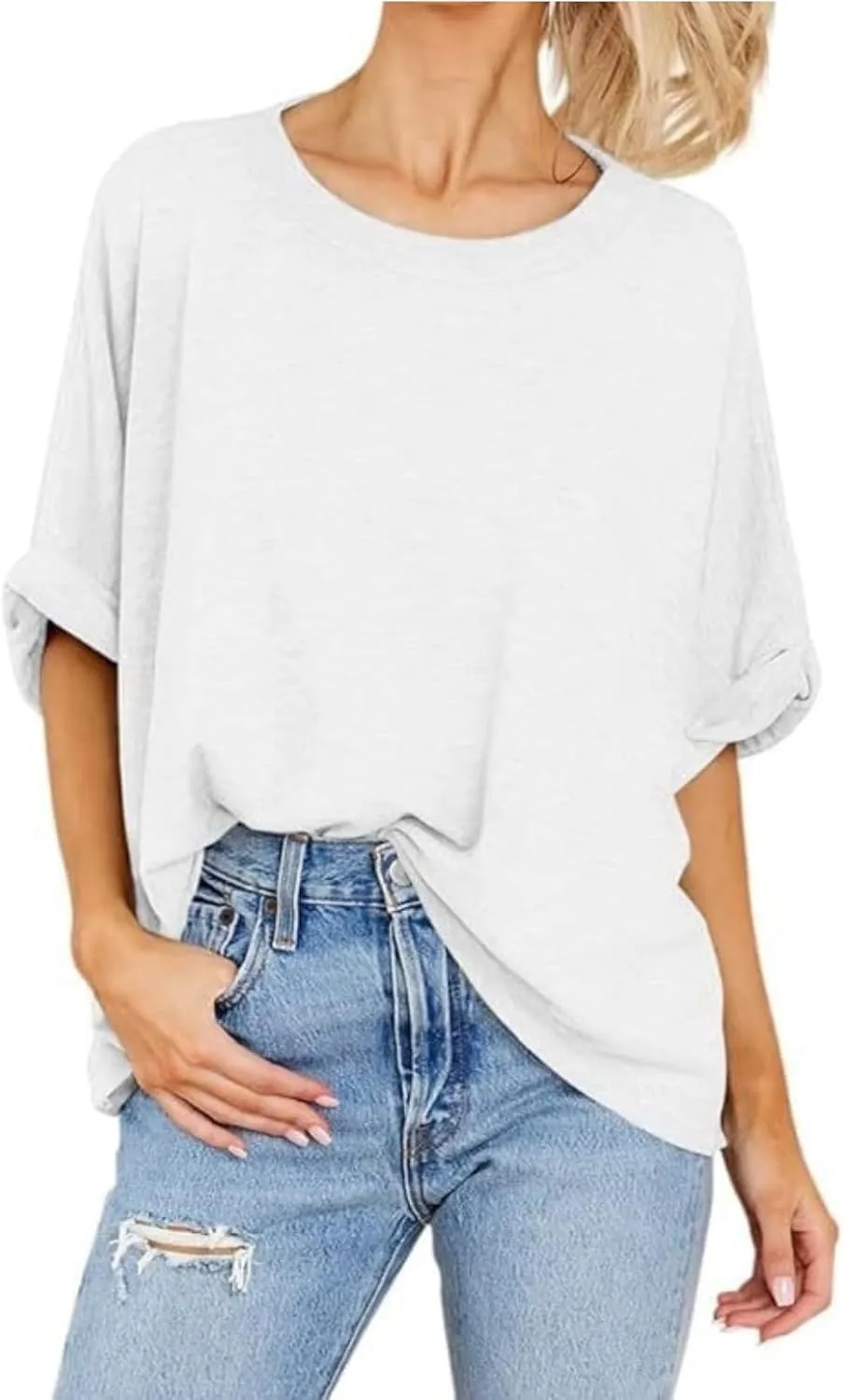 Women's Oversized T Shirts Loose Fit Tunic Tshirts Casual Summer Short Sleeve Tops Basic Tees