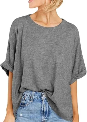 Women's Oversized T Shirts Loose Fit Tunic Tshirts Casual Summer Short Sleeve Tops Basic Tees