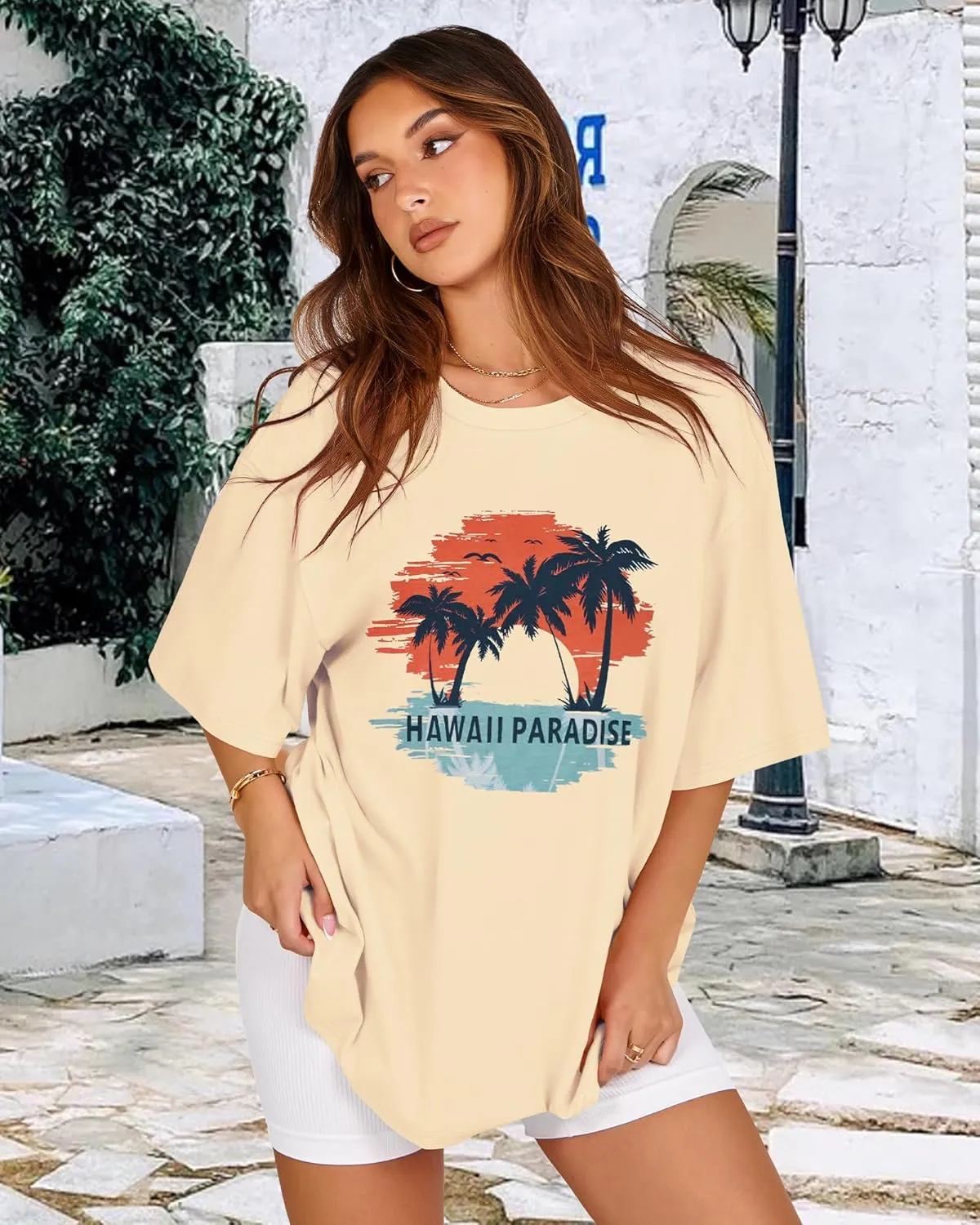 Womens Oversized Tshirt Graphic Tees Crew Neck Summer Short Sleeve Loose Fit Tops