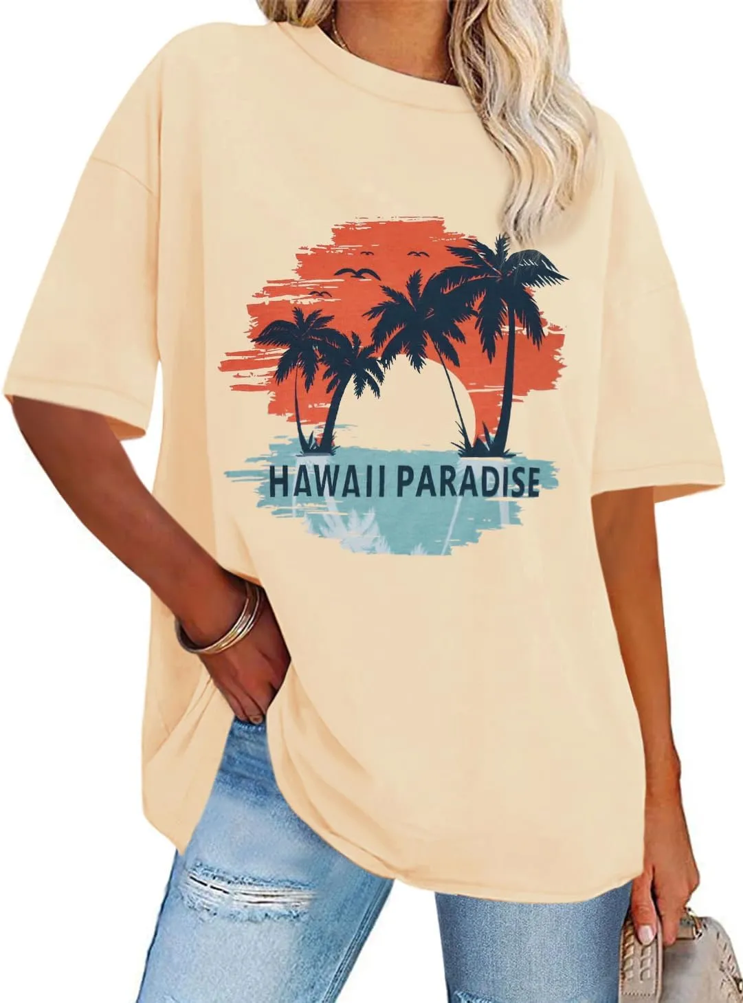 Womens Oversized Tshirt Graphic Tees Crew Neck Summer Short Sleeve Loose Fit Tops
