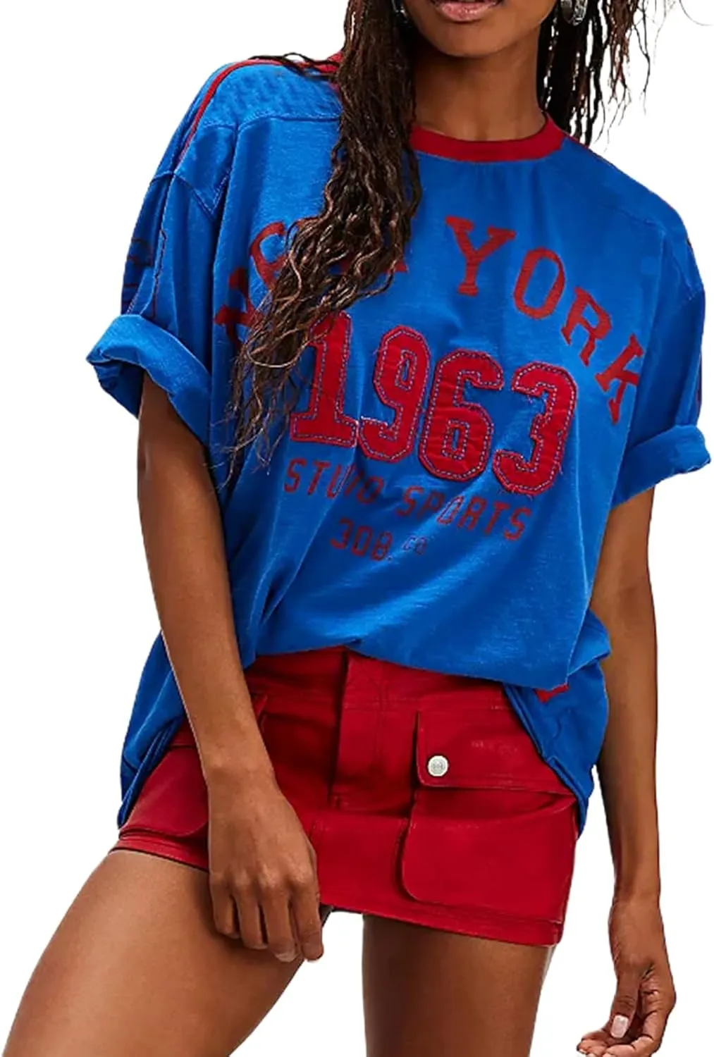 Womens Oversized Tshirt Graphic Tees Crew Neck Summer Short Sleeve Shirts Funny Letter Printed Loose Fit Y2k Trendy Tops