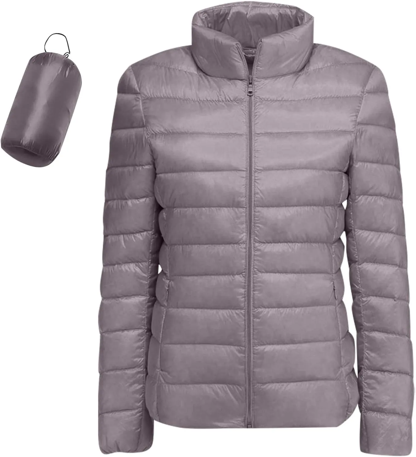 Women’s Packable Puffer Jacket Lightweight Puffer Coat Full Zipper Hooded Warm Winter Puffy Jacket 2024
