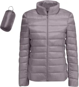 Women’s Packable Puffer Jacket Lightweight Puffer Coat Full Zipper Hooded Warm Winter Puffy Jacket 2024