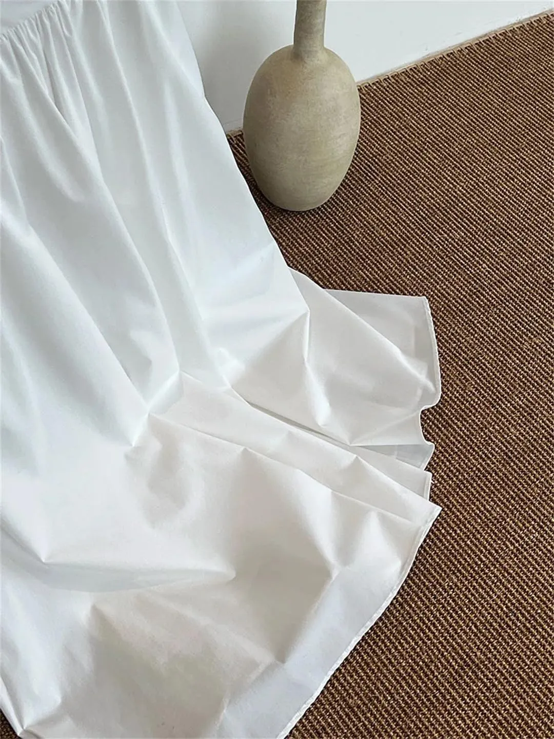 Women's Pink Color A-Line Pleated Skirts Loose Fit White High Waist Romantic Skirts