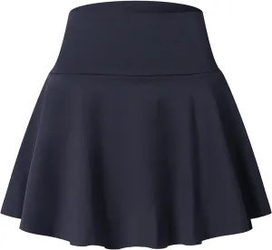 Women's Pleated Tennis Skorts Elastic High Waisted Casual Skirt Active Stretchy Mini Skirts Inner Shorts with Pockets