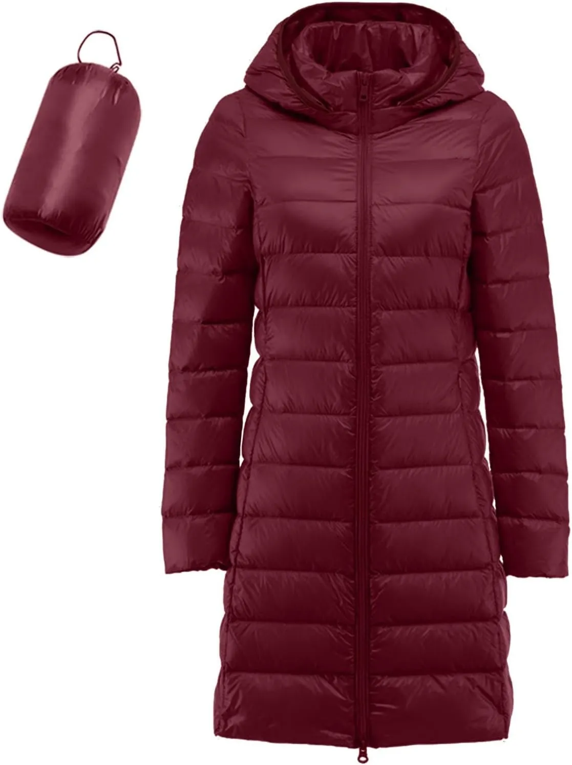 Womens Puffer Coat Lightweight Long Down Jacket Winter Warm Packable Hooded Jacket Short Duck Down Coat Outwear