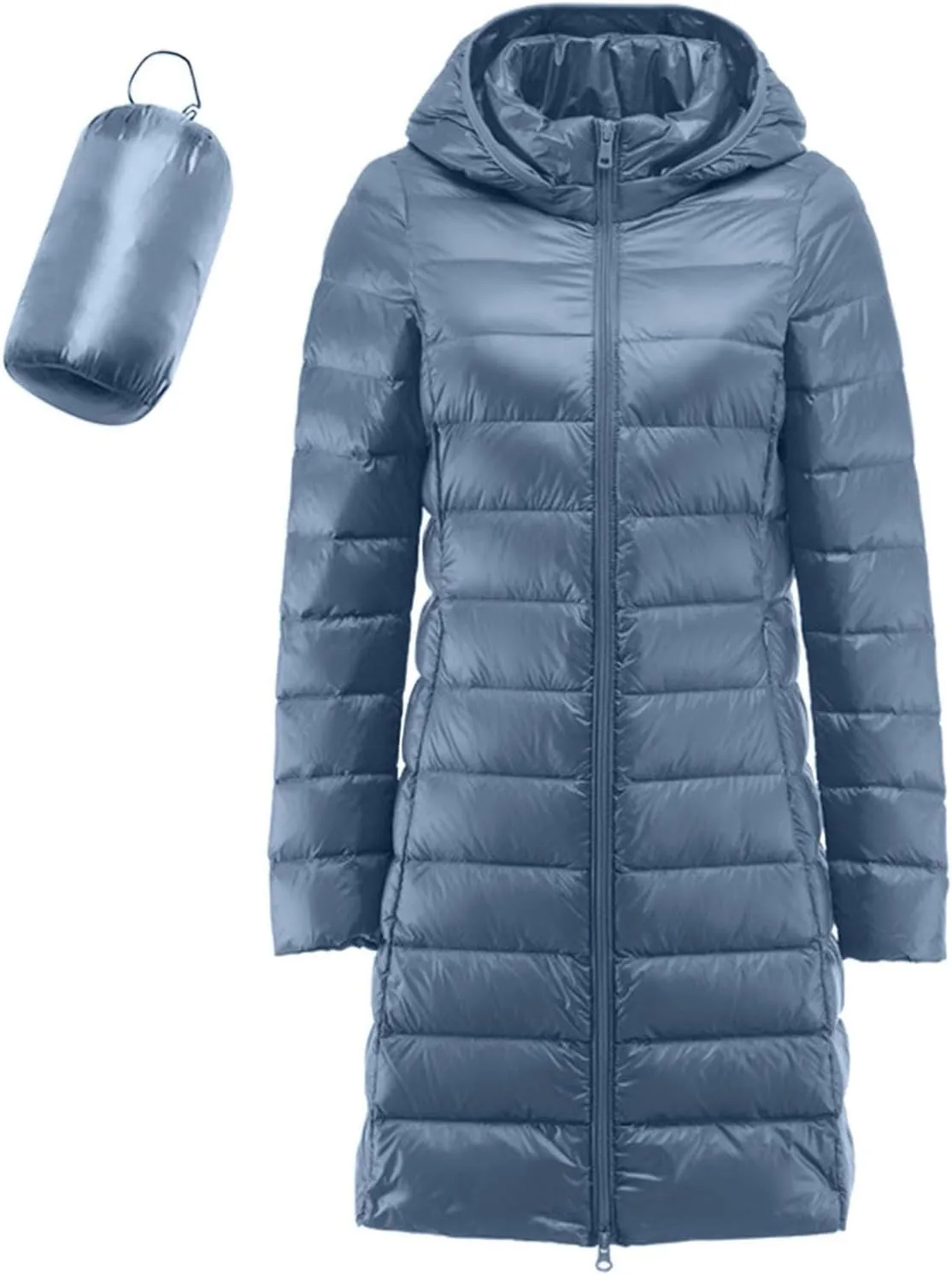 Womens Puffer Coat Lightweight Long Down Jacket Winter Warm Packable Hooded Jacket Short Duck Down Coat Outwear
