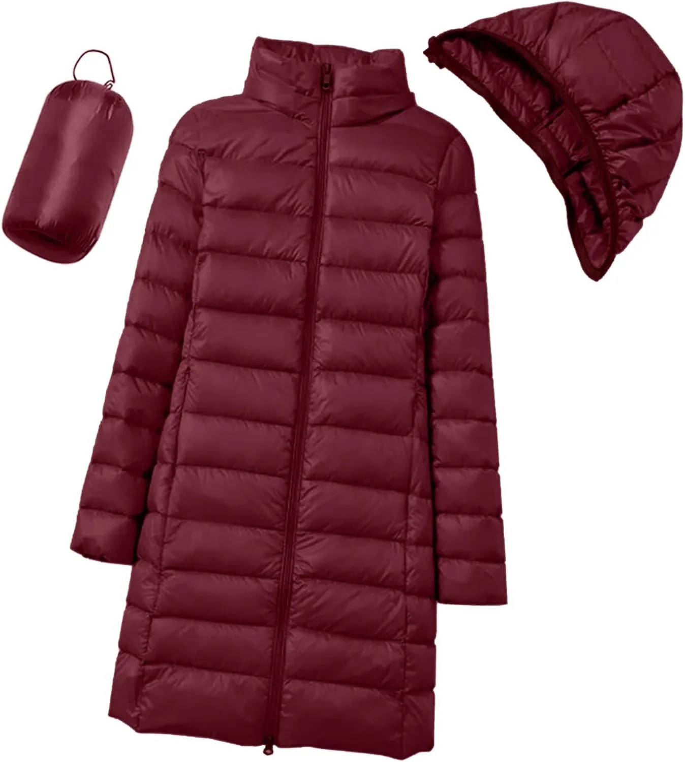 Womens Puffer Coat Lightweight Long Down Jacket Winter Warm Packable Hooded Jacket Short Duck Down Coat Outwear