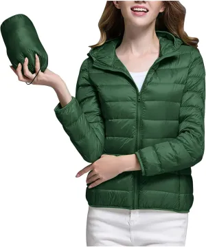 Womens Puffer Jacket with Hood Lightweight Packable Down Jacket Women Winter Puffer Jackets for Women Down Coat