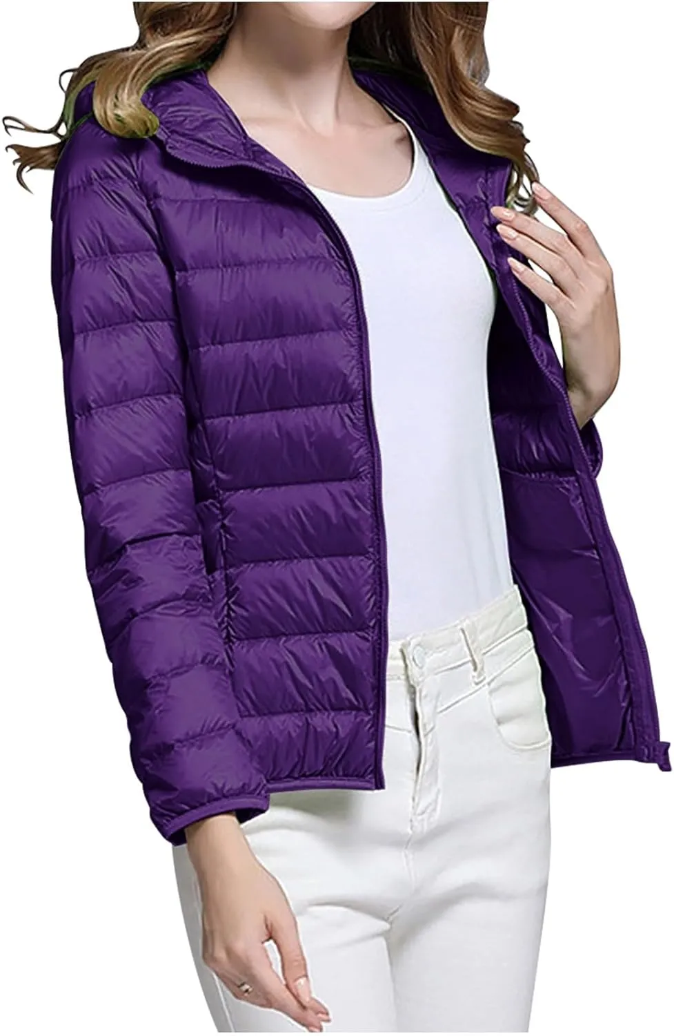 Womens Puffer Jacket with Hood Lightweight Packable Down Jacket Women Winter Puffer Jackets for Women Down Coat