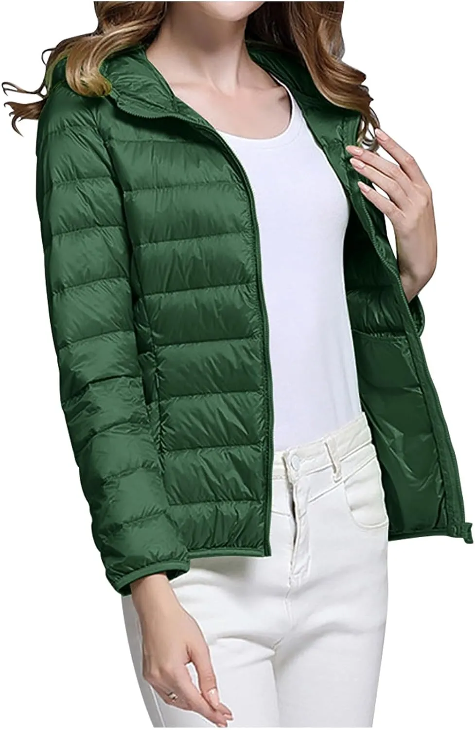 Womens Puffer Jacket with Hood Lightweight Packable Down Jacket Women Winter Puffer Jackets for Women Down Coat