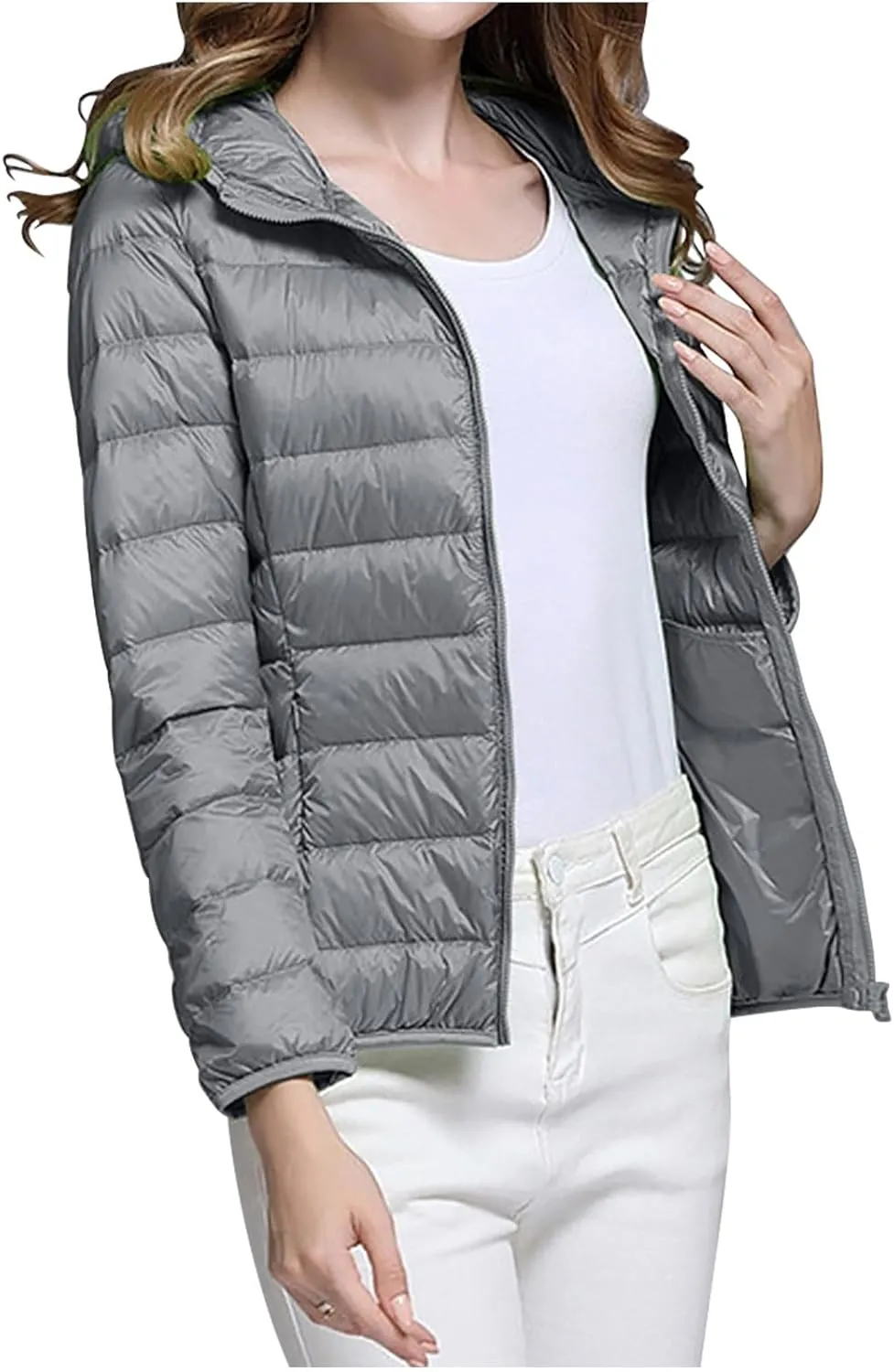 Womens Puffer Jacket with Hood Lightweight Packable Down Jacket Women Winter Puffer Jackets for Women Down Coat