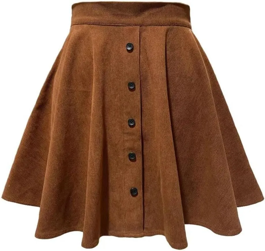 Women's Sexy Pleated Mini Skirts Women High Waist Single Breasting Casual A-Line Skirts