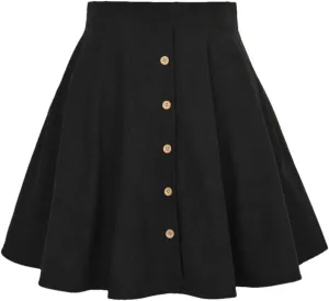 Women's Sexy Pleated Mini Skirts Women High Waist Single Breasting Casual A-Line Skirts