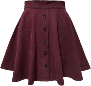 Women's Sexy Pleated Mini Skirts Women High Waist Single Breasting Casual A-Line Skirts
