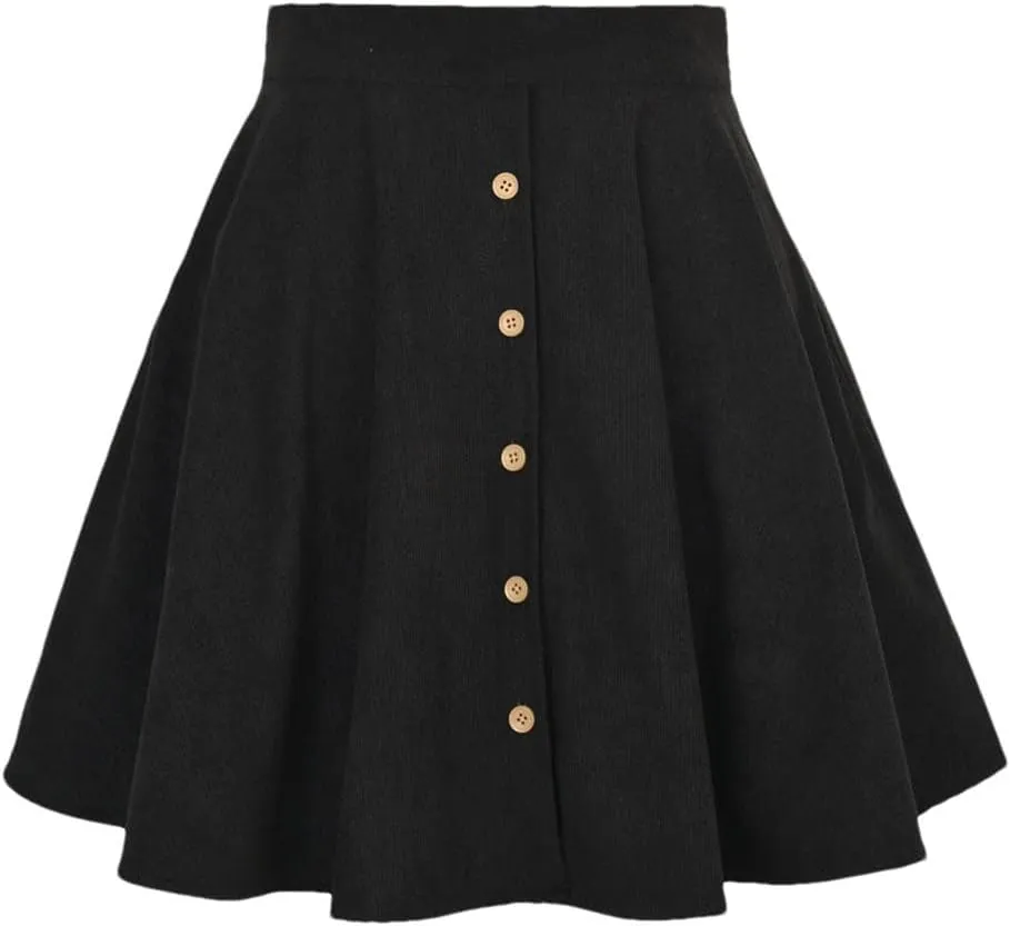 Women's Sexy Pleated Mini Skirts Women High Waist Single Breasting Casual A-Line Skirts