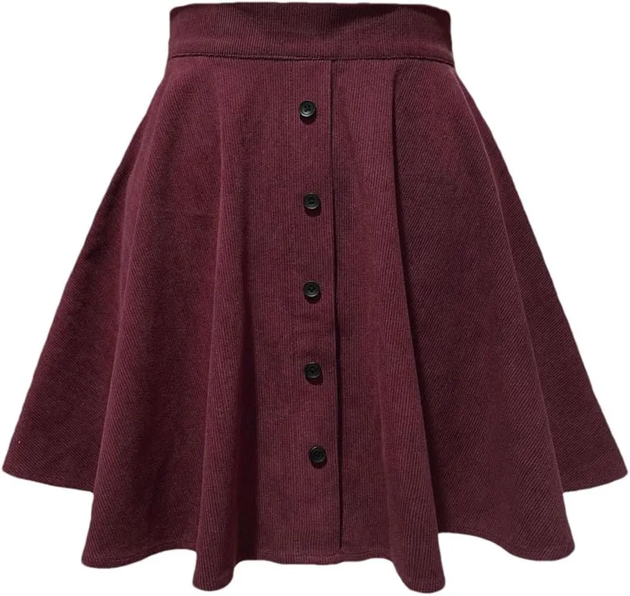Women's Sexy Pleated Mini Skirts Women High Waist Single Breasting Casual A-Line Skirts