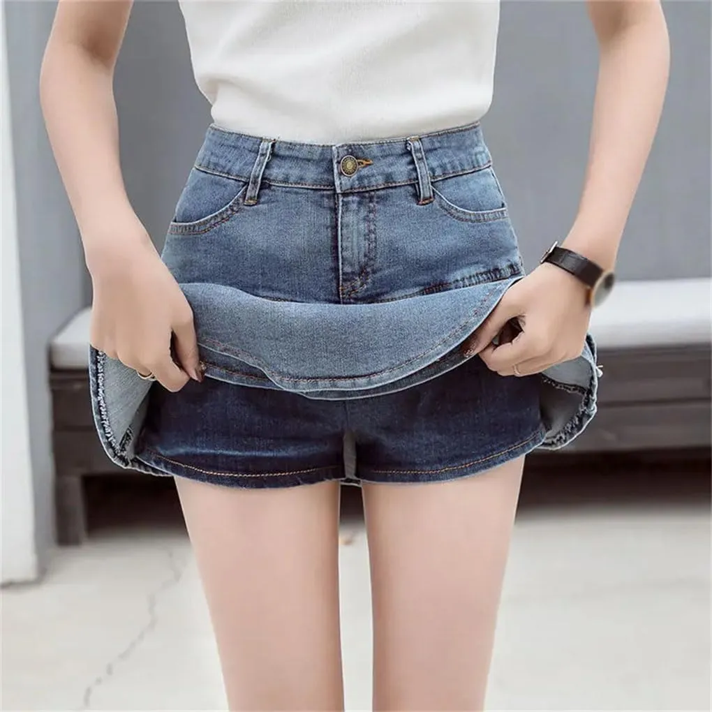 Women's Sexy Ruffle Pleated Denim Mini Skirts Y2K Low Waist A Line Summer Denim Skirts