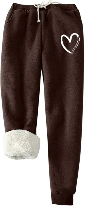 Womens Sherpa Fleece Lined Sweatpants Thermal Warm Winter Joggers Sweat Pants Lounge Casual Leggings with Pockets