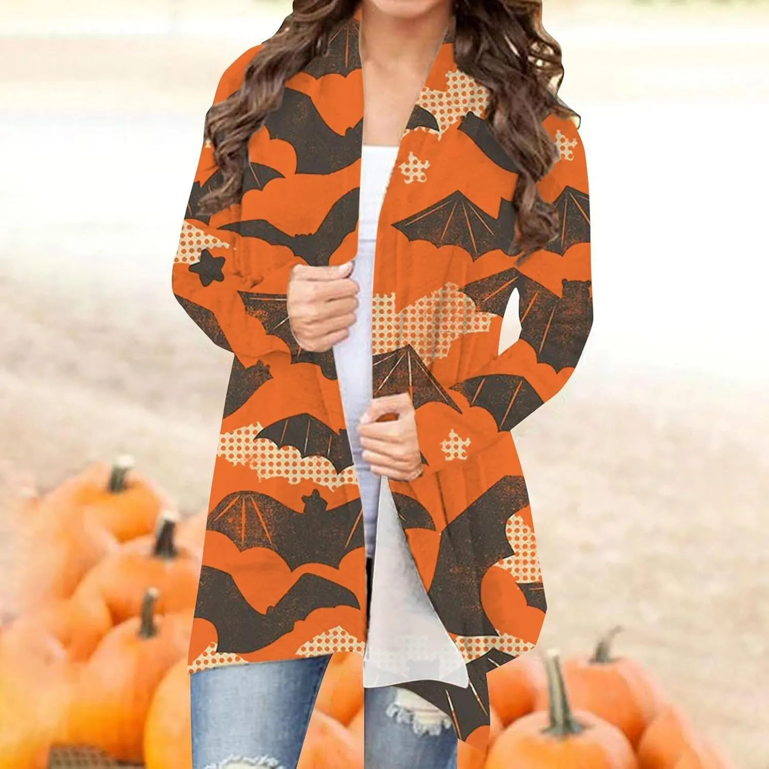 Womens Skull Print Sweater Cardigan Lightweight Soft Knit Cardigan Sweater Chunky Cardigan Batwing Long Sleeve Coat