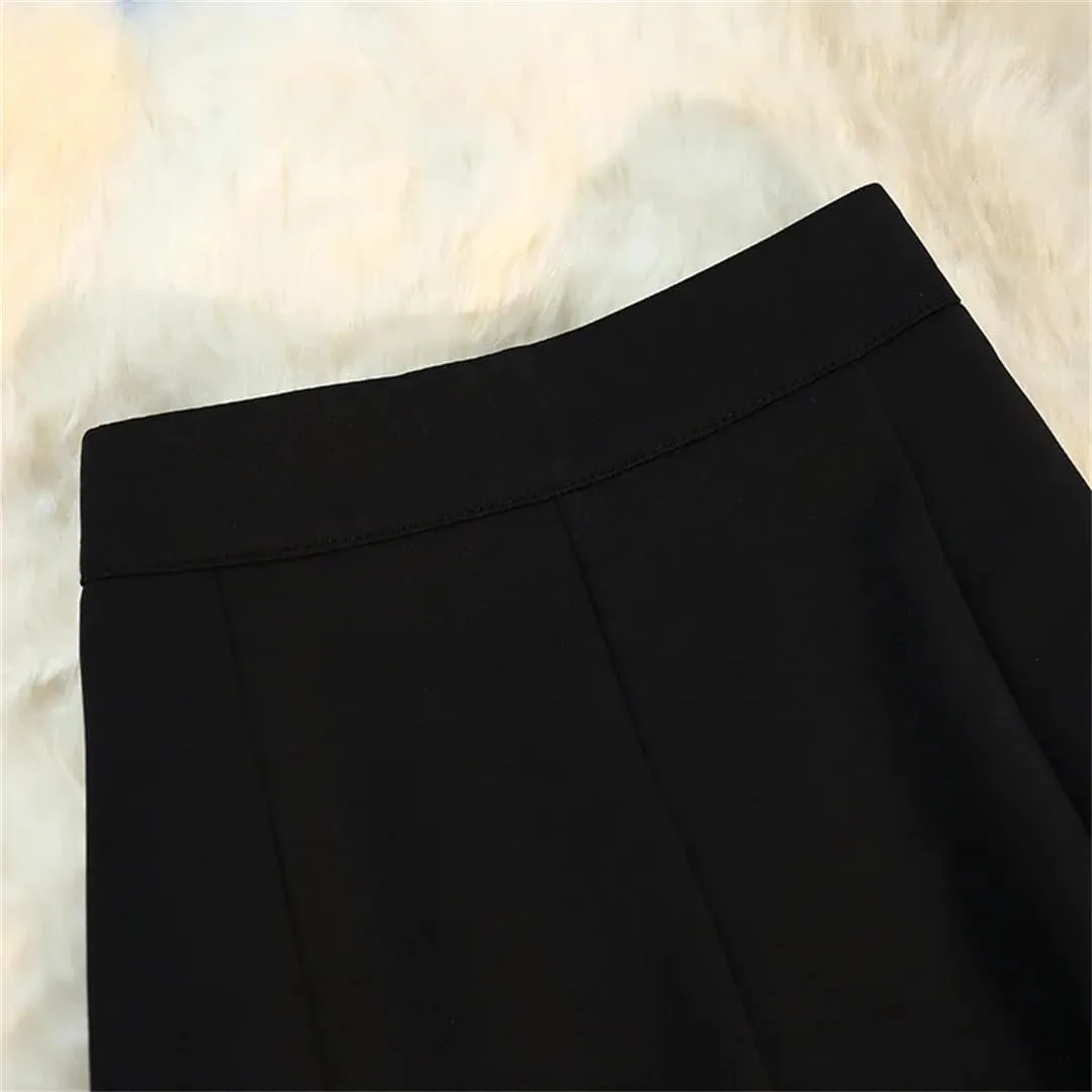 Womens Spring Summer Mermaid Skirts High Waist Front Split Workwear A-Line Black Skirts