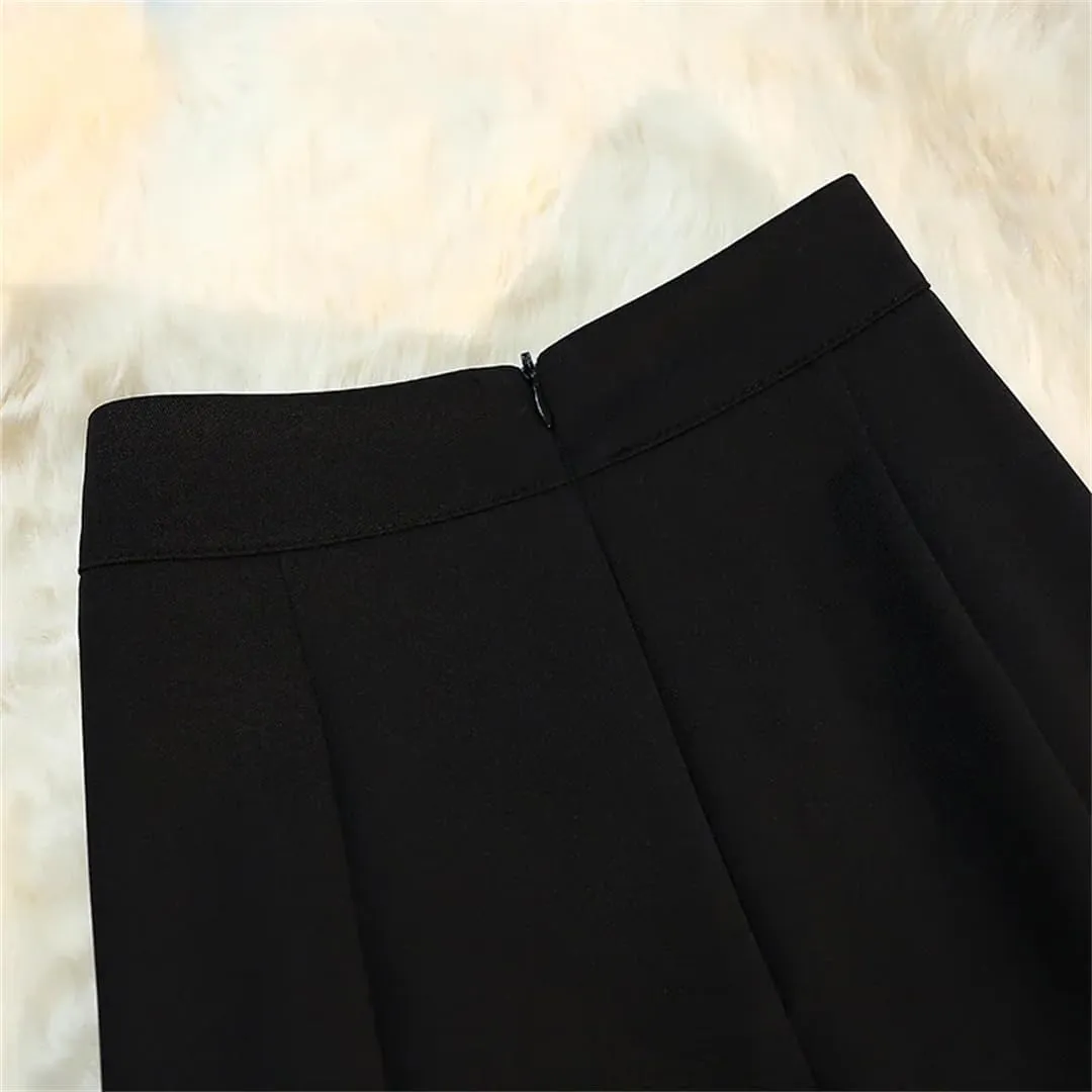 Womens Spring Summer Mermaid Skirts High Waist Front Split Workwear A-Line Black Skirts