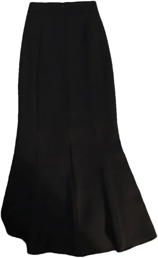 Womens Spring Summer Mermaid Skirts High Waist Front Split Workwear A-Line Black Skirts